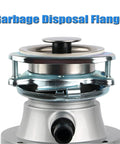 Heavy Duty Ridiculously Tough 3 Bolt Kitchen Sink Flange Kit With Stainless Steel Build And Splash Guard For Garbage Disposal close up of flange assembly