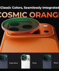 Cosmic Orange Snap On Variable ND Filter For iPhone 17 Pro and Pro Max with Deco Mount on orange phone