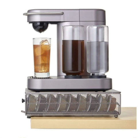 Cocktail Capsule Drawer for Bartesian, Holds 36 Pods With Smooth Glide Rolling Drawer, Silver Countertop Bar Organizer