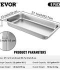 Six Pack Full Size Stainless Steel Steam Table Pans 2.5 Inch Deep Built For Big Batches Anti Jam Commercial Food Pans For Restaurants Catering And Food Storage 20.8 X 13 X 2.5 Inches With 51 Liter Capacity displayed with product dimensions.