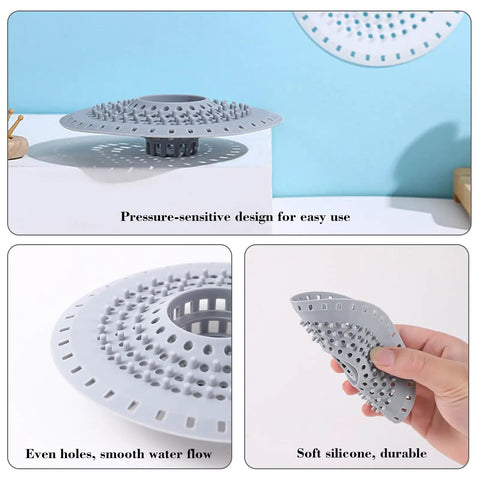 Top Shelf Silicone Hair Catcher For Bathtubs And Showers Blocks Debris With Ease No Sweat Quick Pull Setup Fully Reusable, soft silicone design.