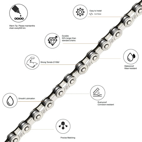 All In One Bike Chain Kit for 6 7 8 Speed 126 Links with strong tensile strength and easy installation features