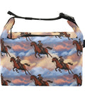 Cowboy Rides A Horse Across The Desert Insulated Lunch Bag with western design and zipper closure