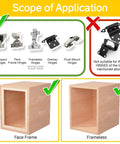 Scope of application graphic showing compatible hinges for Rugged Two Pack Soft Close Motion Dampers Bring Slick Slow Closing To Cabinet Doors.