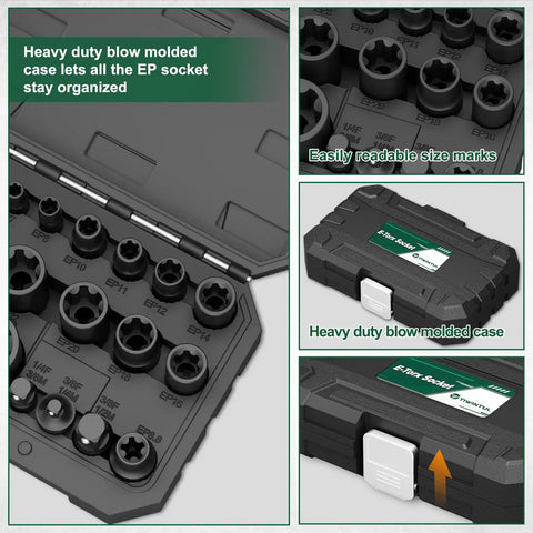 Heavy Duty 22 Piece External Torx Plus Socket Set For Tesla Ev Battery Swaps And Street Build Ups 1 4 3 8 1 2 Inch Drives Knuckle Bashin Chrome V Steel Kit in blow molded case with organized sockets.