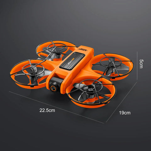 Orange Big Screen Remote Control Drone With Dual Cameras, 4.92 Inch Display, Two Batteries, full prop guard, brushless motors