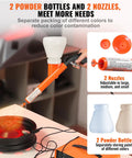 Vevor 50Kv Electrostatic Powder Coating Kit With Foot Switch And Spray Gun For Home Diy Projects Heavy Duty Equipment, featuring 2 powder bottles and nozzles.