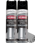 Stainless Steel Cleaner And Polish Spray Aerosol 2 Pack For Appliances, Chrome And Sinks, includes cloth and anti-fingerprint formula