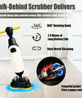 Cordless Electric Floor Scrubber With 360 Degree Steering And 90 Minute Runtime For Restaurant Kitchens, Tile And Sealed Hardwood Floors, Pro Grade Cleaner In Gray with dual-brush cleaning and powerful copper motor visible.