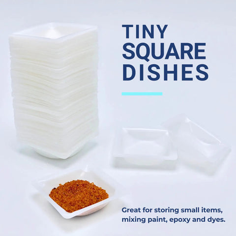 Disposable 7ml Weigh Boats In A 125 Pack Small Plastic Trays For Lab Weighing Dishes Polystyrene Food Safe Antistatic Lightweight And Durable For Mixing Measuring And Weighing Powders Liquids Supplements And Food Samples, tiny square dishes with powder