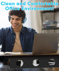 Man working at desk with Self Adhesive Under Desk Cable Management Tray 2 Pack Steel Wire Organizer visible underneath table