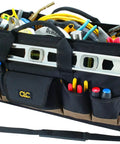 24 Inch Megamouth Tote Bag With 32 Pockets Internal Metal Frame Keeps It Open For Easy Tool Access Heavy Duty Tool Organizer