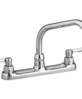 Chrome kitchen faucet with dual lever handles and high arc spout