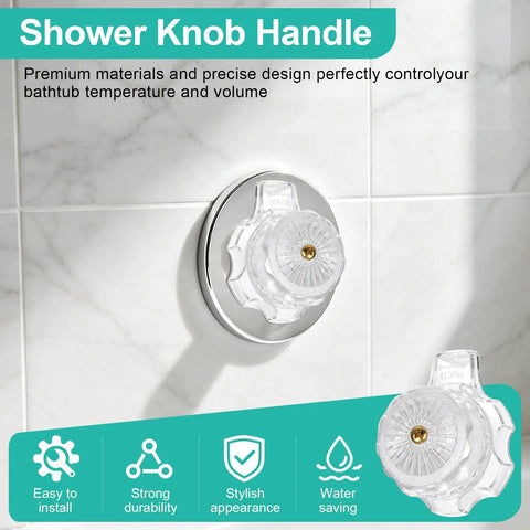 Stylish Clear Acrylic Shower Handle Perfect For Mixet MXT11 Tub And Faucet Trim Kit Bathroom Volume Temperature Control Easy Replacement Upgrade Look Cool clear acrylic shower knob on chrome trim