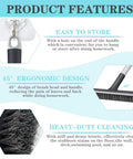 Product features of Heavy Duty Floor Scrub Brush With Long Adjustable Handle 2 In 1 Scrub And Squeegee for easy storage and cleaning.