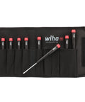 Precision Slotted Screwdriver Set in Canvas Pouch, 8 Piece with Exact Fit Tips, Hardened CRM72 Blades, organized in black pouch
