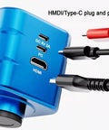 4K 1080P Digital Microscope Camera With HDMI And USB Outputs, close-up of HDMI and PC ports with cable connections