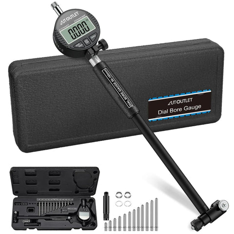 Digital Dial Bore Gauge Set 50-160mm (2-6 In) With 0.01mm Resolution, 12 Anvils, deep hole measuring tool with storage case