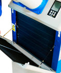 Close-up of Built Rock Solid Water Cooled Portable Air Conditioner Dropping Legit 16000 Btu Chill showing filter access panel.