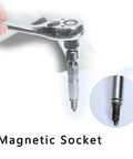 BMW 16mm Magnetic Thin Wall Spark Plug Socket With Extra Strong Magnet And Swivel Head For Easy Plugs Change Slim Reach For Tight Engine Bays Keeps Plugs From Dropping Pro Grade Automotive Tool, chrome ratchet view