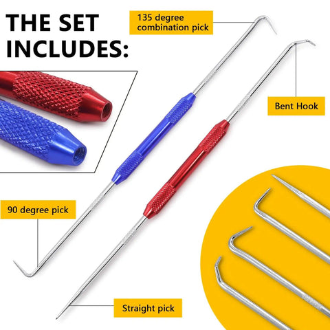 All In One Plumbing Repair Kit With 1075 Pieces And 37 Sizes, hook picks including bent, straight, combination in blue and red handles