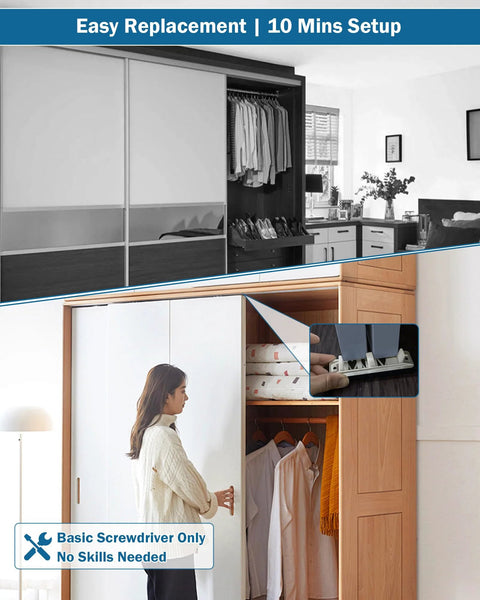 Sliding Closet Door Roller Replacement Kit 10 Pcs Includes 2 N6560 And 8 MP6501 Rollers with top-hung door installation