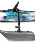 Dual Outriggers Standncast Gen II with 30-inch arms and Railblaza HD Mount on blue kayak for stability under 350 lbs