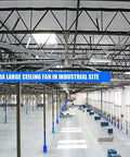 Kick Heat To The Curb With This Heavy Duty Industrial Ceiling Fan Featuring Eight Tough Blades And Massive Sweep For Warehouses Factories And Gyms 110V Shop Floor Chill in an expansive industrial site.