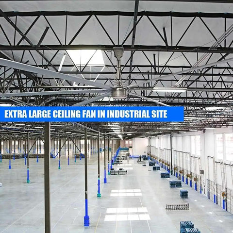 Kick Heat To The Curb With This Heavy Duty Industrial Ceiling Fan Featuring Eight Tough Blades And Massive Sweep For Warehouses Factories And Gyms 110V Shop Floor Chill in an expansive industrial site.