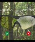 Anti Fog Tactical Shooting Glasses With Ballistic Eye Protection For Hunting against non-anti-fog version in forest setting