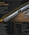 Heavy Duty Weld On Bullet Hinge In Tough As Nails Steel Build With Quick Grease Zerk Fittings For Serious Gate Hardware That Crushes Weight Load And Stays Rock Solid At Six Inches, showing raw steel design and solid pin.