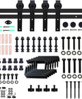 Space Saving Bypass Sliding Barn Door Hardware Kit With Double Track For Low Ceiling Heavy Duty Smooth Glide