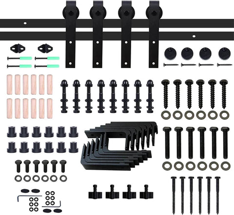 Space Saving Bypass Sliding Barn Door Hardware Kit With Double Track For Low Ceiling Heavy Duty Smooth Glide