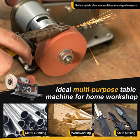 7 Speed Electric Knife Sharpening System With Belt Grinder Adjustable Knife Making Belt Sander in use on table