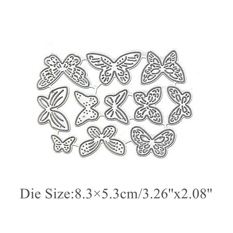 11 Piece Butterfly Metal Die Cuts Set For DIY Cards Scrapbooking And Embossing Frames Wedding Stencils High Detail Carbon Steel Dies, size 8.3x5.3cm