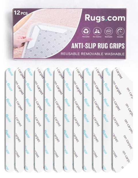 12 Pack Rug Tape No Slip Rug Pad Reusable Washable Grippers For Rugs Double Sided Anti Slip Rug Stoppers For Hardwood Floors
