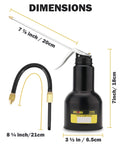DOWELL pistol pump oiler, front view, 500ml metal oil can, black bottle with pump and 7in spout.