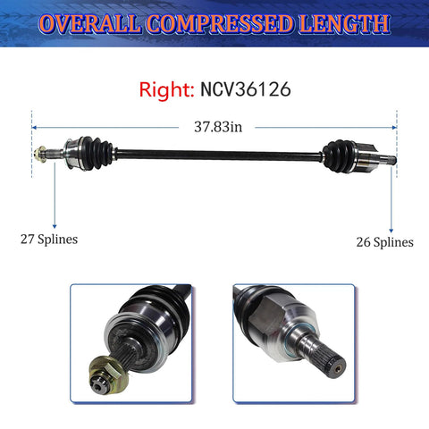 CV Joint Axle Shaft Assembly For Honda Accord 2003 2004 2005 2006 2007 2.4L 4 Cylinder Automatic Transmission FWD Front Right View