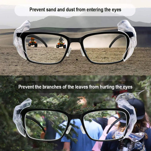 10 Pack Slip On Eye Glasses Side Shields For Safety Glasses, Flexible TPU Protective Shields, Soft Eye Guard on glasses outdoors