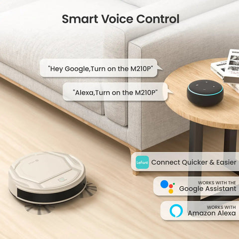 Slim Quiet Robot Vacuum With 2200Pa Suction For Pet Hair, Cleans Hard Floors And Carpets Easily, self-Adjusting Rubber Brushes