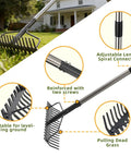 2-In-1 49 Inch Metal Garden Rake For Weeding And Loosening Soil Digs Deep Rakes Leaves Breaks Up Compacted Dirt Levels Stones