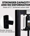 Beefed Up Heavy Duty 6 10 12 20 Ton H Frame Hydraulic Shop Press With Adjustable Worktable And Plates For Metal Bending And Straightening, Ideal For Auto Repair, Bearing Removal, And DIY Garage Projects. Black 6 ton H-frame press, powder-coated carbon steel.