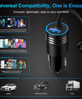 Blazing Fast USB C Car Charger Adapter With 3.4A Output, coiled cord, compact design for 12-24V vehicles.