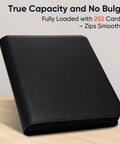 Dope 252 Slot Toploader Binder With Fourteen Pages Each With Nine Pockets Holds Up To 252 Toploaders on table