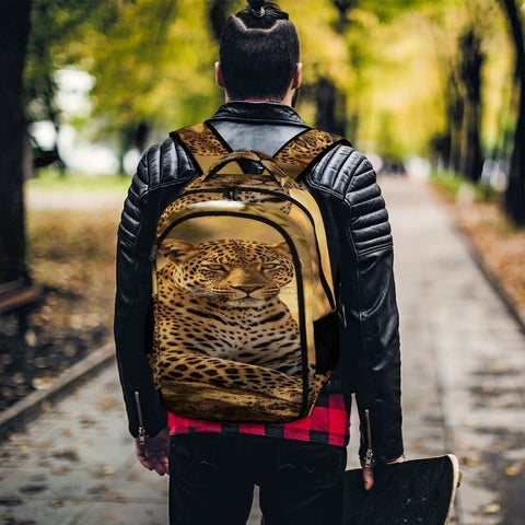Dope Golden Hour Leopard Print Unisex Backpack With Ample Capacity in urban setting