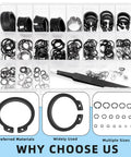 266 Piece 21 Sizes C Clip External Retaining Rings Set With Tweezer 65Mn Steel Snap Ring Kit For Axles Shafts And Moving Parts