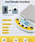 Pro Grade High Precision Lab Scale 5000g X 0.01g Digital Analytical Balance with LCD Display and features illustrated.