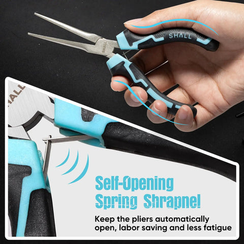 Long Reach 6 Inch Needle Nose Pliers With Comfort Grip Handles And Non Serrated Drop Forged Steel Jaws Built For Jewelry Making Wire Wrapping Crafts And Electronic Repair, self-opening spring handle