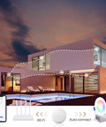 Smart home setup with Dope Low Profile 4 Inch RGB CW LED Recessed Light With J Box, WiFi control, modern house exterior