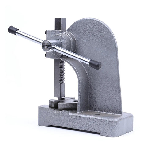 Heavy Duty Cast Iron Manual Desktop Arbor Press Straight Up Precision Workhorse for stamping and bending on a sturdy base.